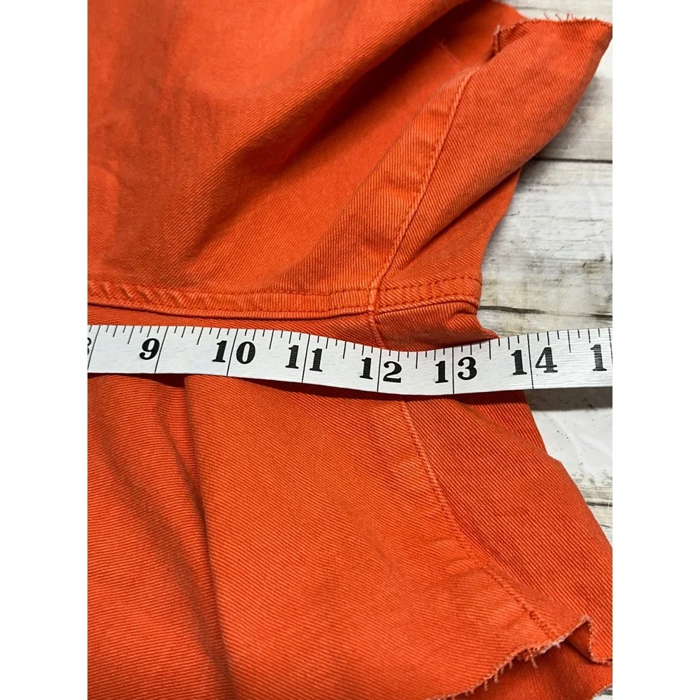 Kut from the Kloth Jane High Rise Long Shorts Tangerine Orange Raw Hem Size‎ 18